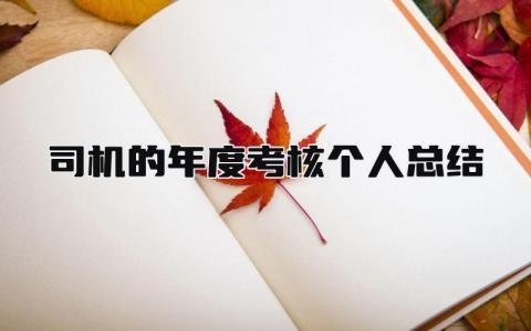 最新司机的年度考核个人总结(9篇)