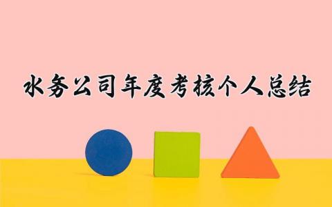 2024水务公司年度考核个人总结(16篇）