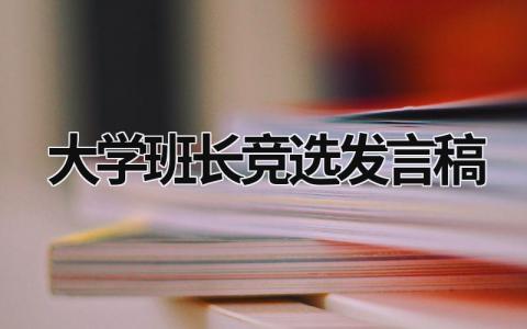 大学班长竞选发言稿2024版范文(13篇）