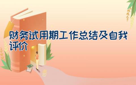 财务试用期工作总结及自我评价13篇