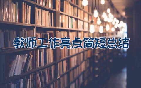 教师工作亮点简短总结