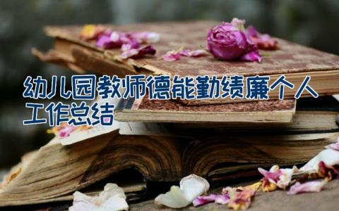 幼儿园教师德能勤绩廉个人工作总结