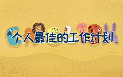 个人最佳的工作计划