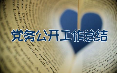 党务公开工作总结