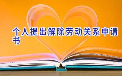 个人提出解除劳动关系申请书