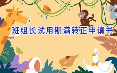 班组长试用期满转正申请书