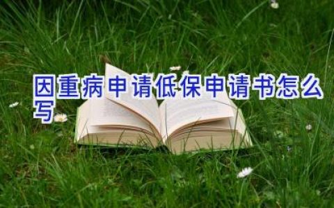 因重病申请低保申请书怎么写