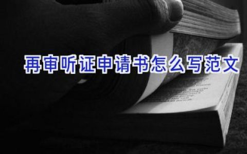 再审听证申请书怎么写范文