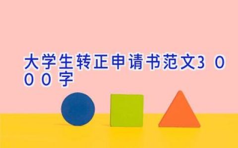 大学生转正申请书范文3000字