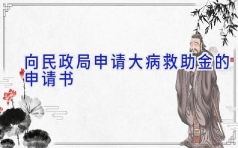 向民政局申请大病救助金的申请书
