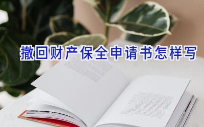 撤回财产保全申请书怎样写